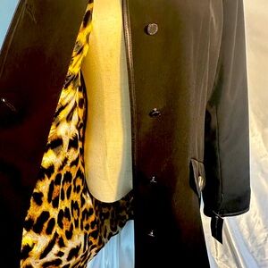 NWT! Dana Bachman Raincoat with Animal Print Lining and Leather Piping Detail